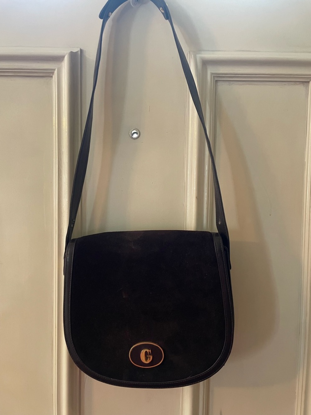 Vintage Giorgio Corsini Logo Brown Suede Crossbody Bag- Made in Italy